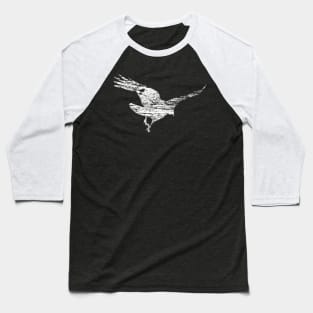 Flying Raven Distressed Wood Pattern Baseball T-Shirt